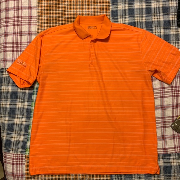 Nike Other - Orange and white stripped Golf Polo